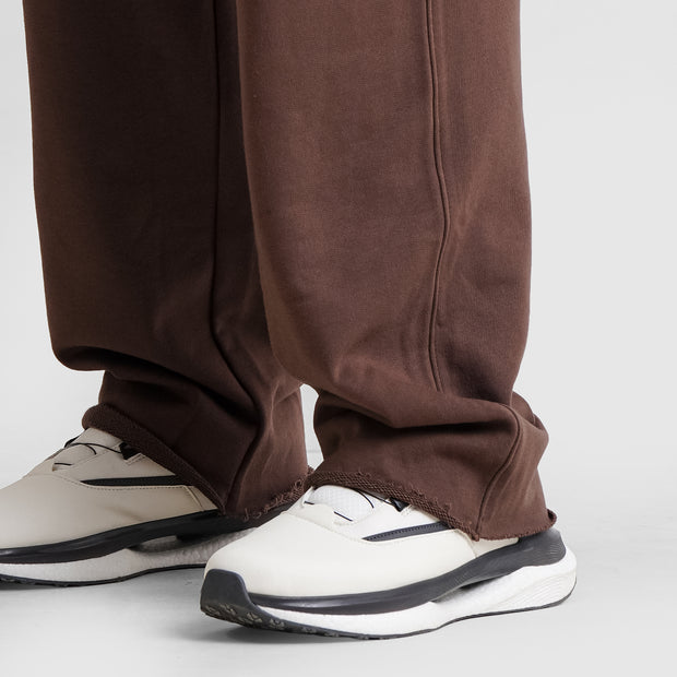 Tf-Dark Brown Heavy GSM Terry Flow Bottoms With Raw Edges