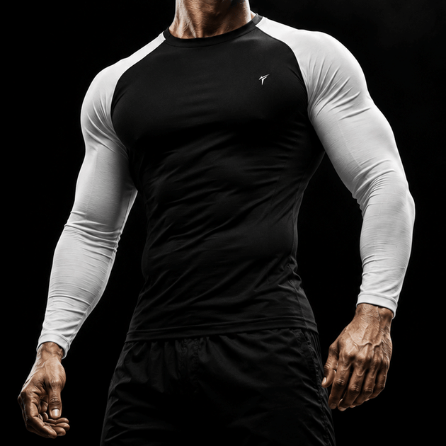 Tf-Premium Black/White Contrast Full Sleeve Falcon Compression Tee