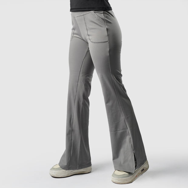 Tf-Premium Grey High Waisted Flare Cut Leggings