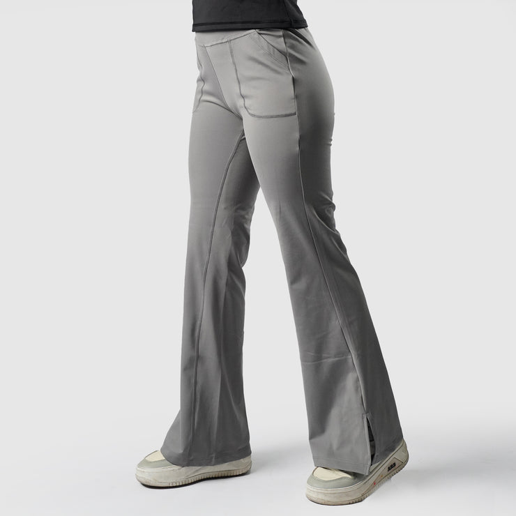 Tf-Premium Grey High Waisted Flare Cut Leggings