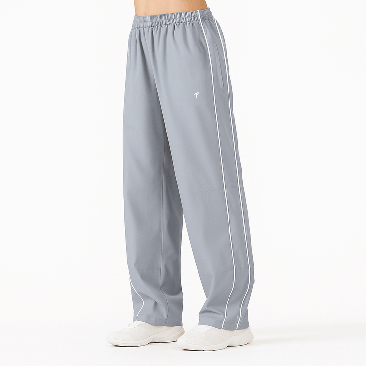 Tf-Premium Steel Grey Wide Leg Double Piping Bottoms