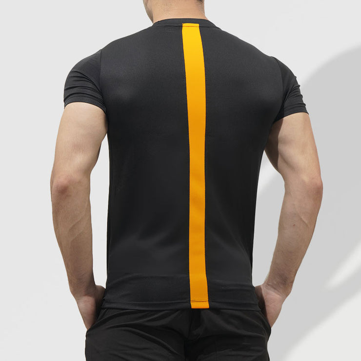 Tf-Black Performance Tee with Full Orange Panel