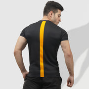 Tf-Black Performance Tee with Full Orange Panel