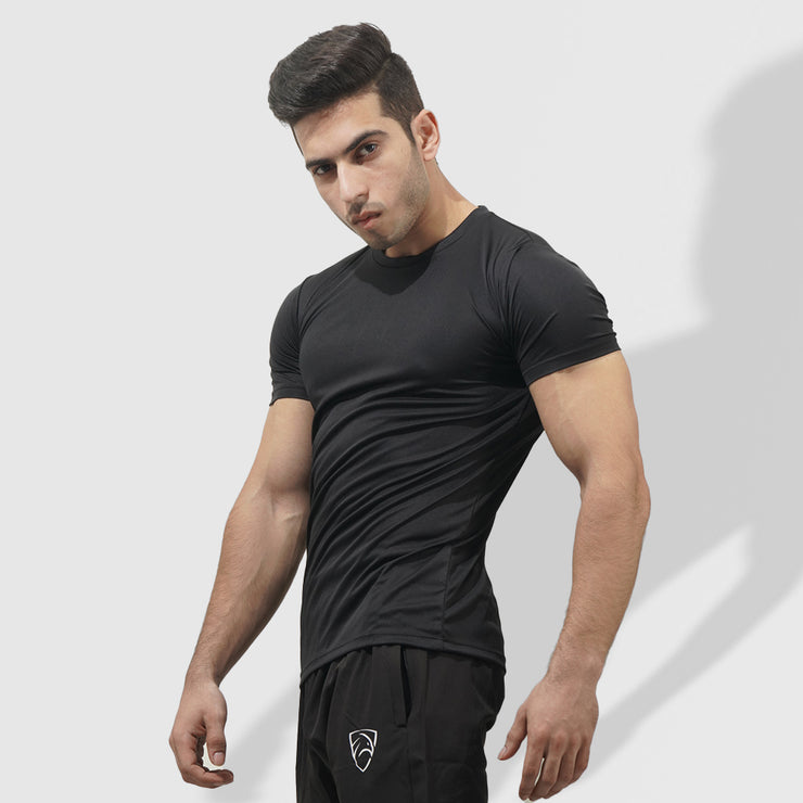 Tf-Black Performance Tee with Full Orange Panel