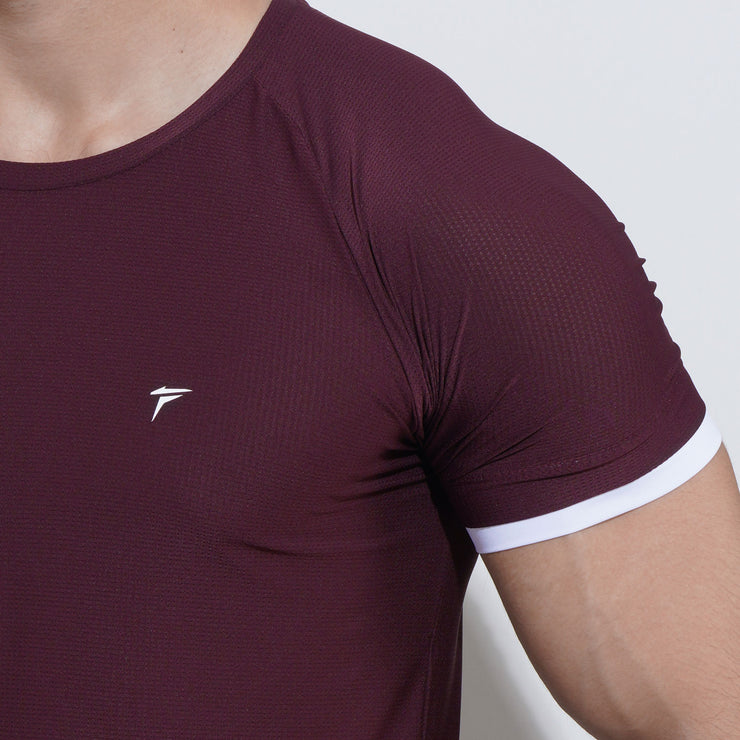 Tf-Maroon Hybrid Series Mesh Tee