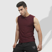 Tf-Maroon Premium Mesh Sleeveless Top