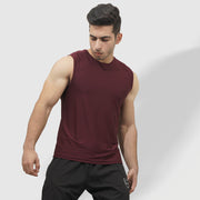 Tf-Maroon Premium Mesh Sleeveless Top