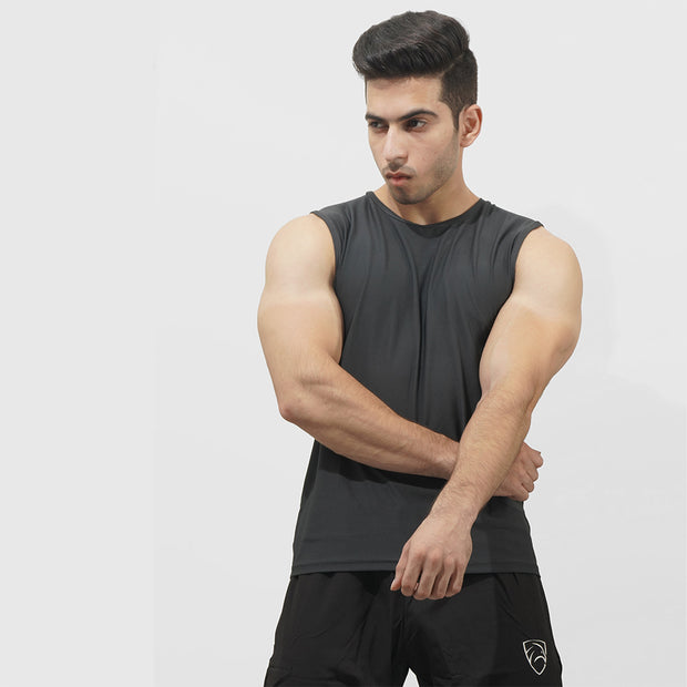 Tf-Charcoal Premium Mesh Sleeveless Top