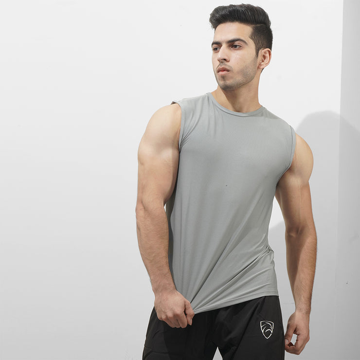 Tf-Grey Premium Mesh Sleeveless Top