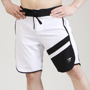 White And Black Multi-Panel Fitness Stage Shorts