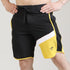 Black White And Yellow Tri-Panel Fitness Stage Shorts
