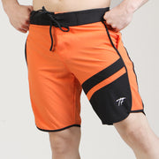 Orange and Black Multi-Panel Fitness Stage Shorts
