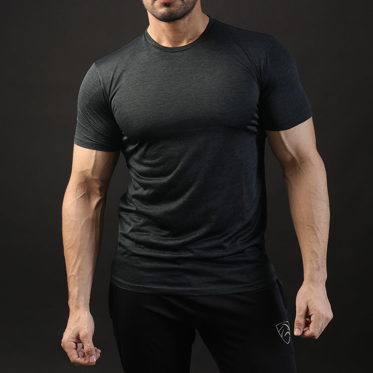 Quick Dry Dark Charcoal Textured Tee
