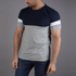 Navy Grey Panel Tee With White Arm Stripe - TeeFit Fashion