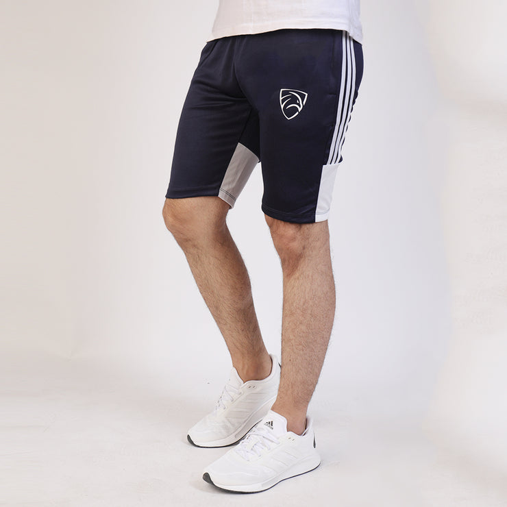 Three Stripes Quick Dry Navy Shorts With White Back Panel