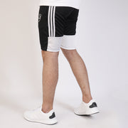 Three Stripes Quick Dry Black Shorts With White Back Panel
