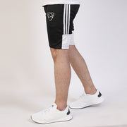 Three Stripes Quick Dry Black Shorts With White Back Panel