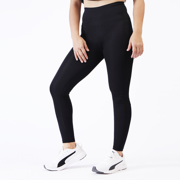 Black Premium Leggings With Mesh Bottom Panel