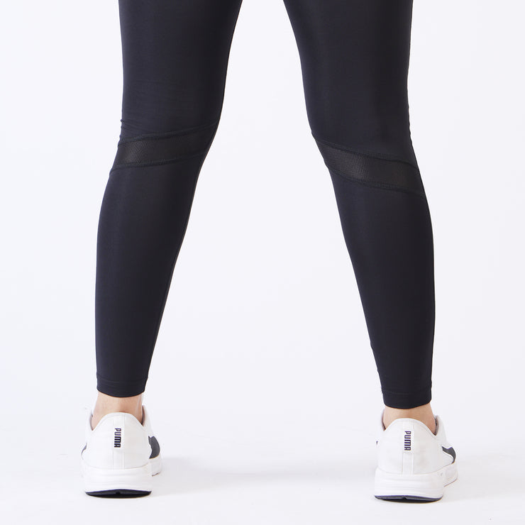 Black Premium Leggings With Mesh Bottom Panel