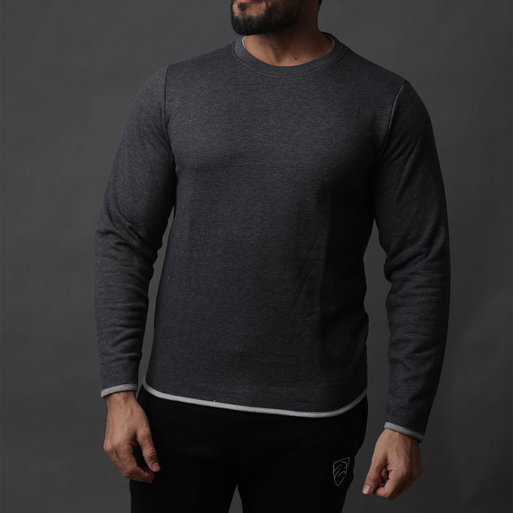Charcoal Sweatshirt With Contrast Piping