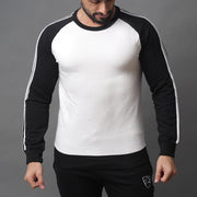 Black And White Raglan Sweatshirt With Two Stripes