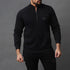 Black Fleece Half Zipper Top With Charcoal Logo