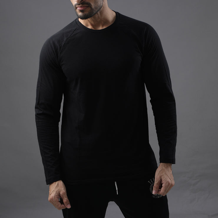 Black Long Sleeve Raglan Tee