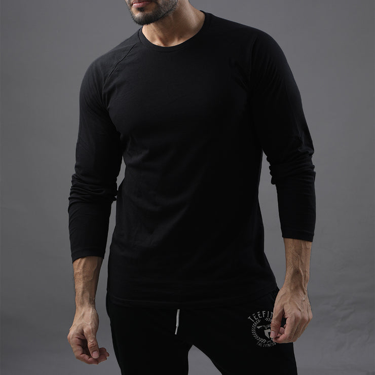 Black Long Sleeve Raglan Tee