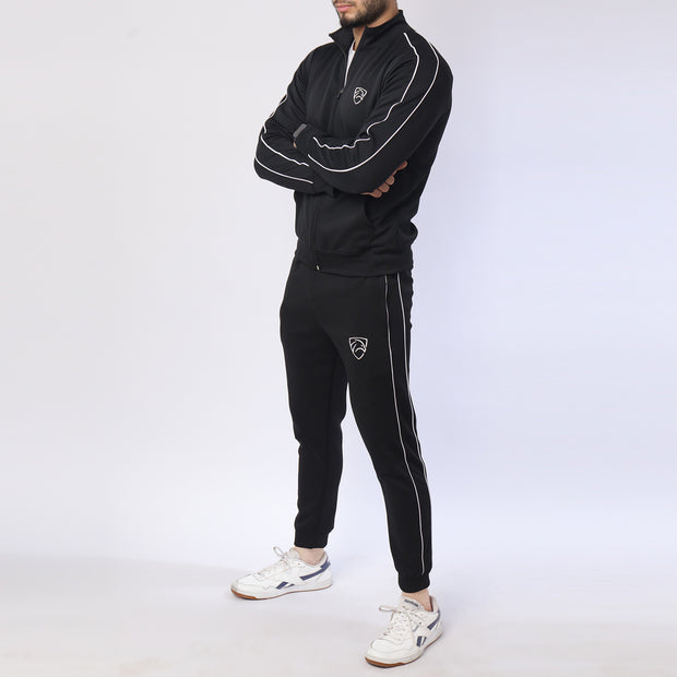 Black Double Piping 4-Way Stretch Tracksuits