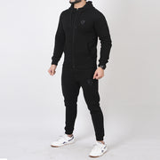 All Black Fleece Tracksuit With Charcoal Logo