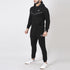 Black Fleece Tracksuit With V-Cut Piping