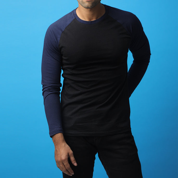 Black & Navy Raglan Tee