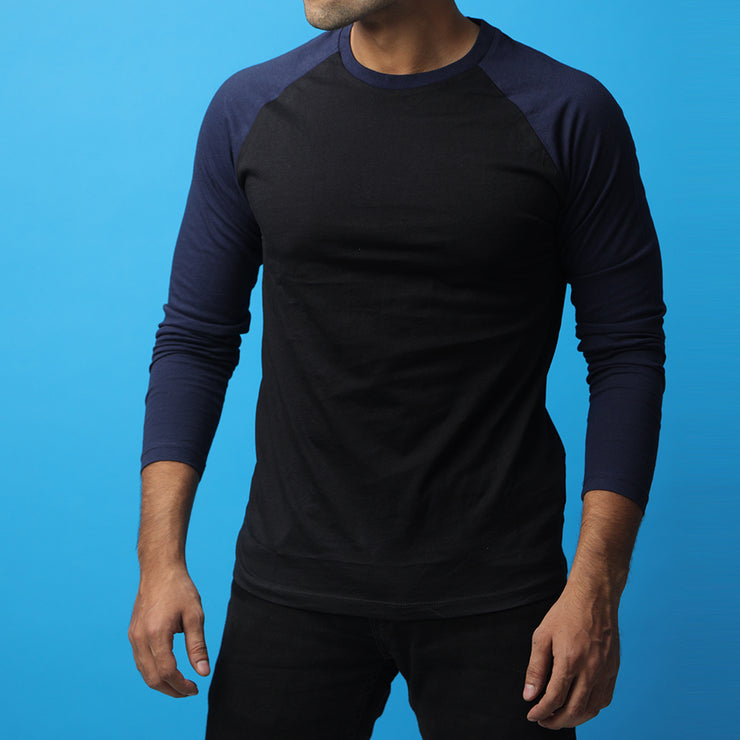 Black & Navy Raglan Tee