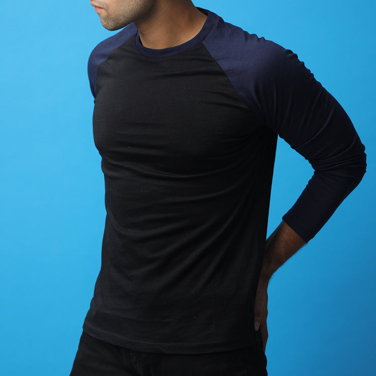 Black & Navy Raglan Tee