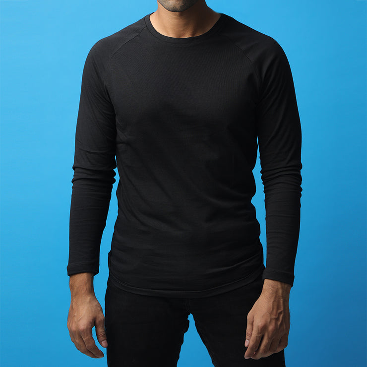 Black Long Sleeve Raglan Tee