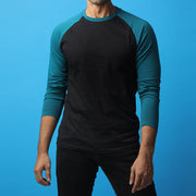 Black & Sea Green Raglan Tee