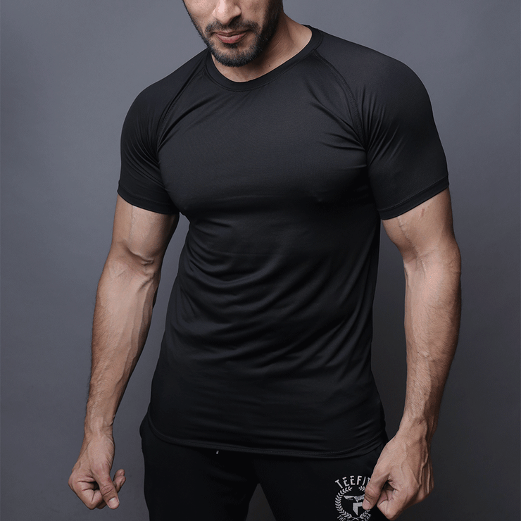 Black Half Sleeve Compression Tee