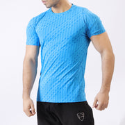 Limited Edition Texture Blue Printed 4-Way Stretch Tee