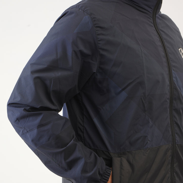 Navy Texture And Black Performance Mock Neck Zipper