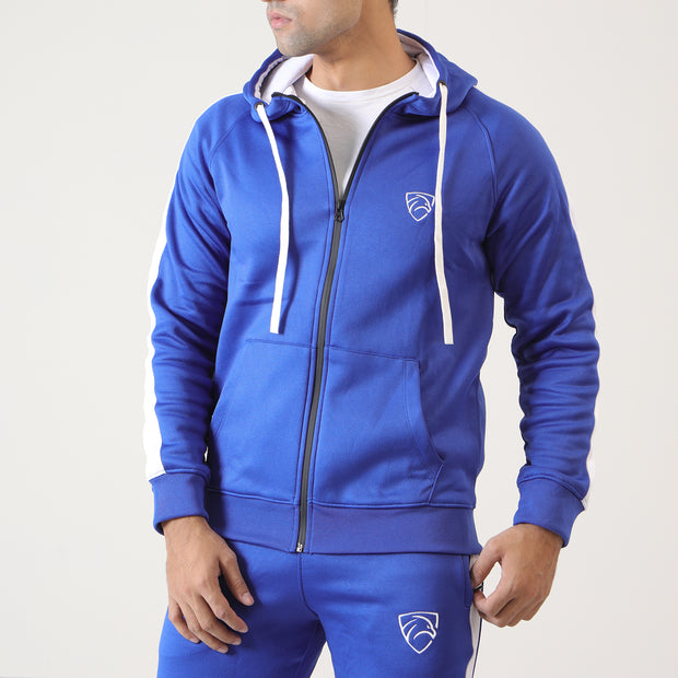 Royal Blue Poly Fleece Tracksuit With White Panel