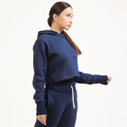 Tf-Basic Navy Crop Cut And High Waisted Tracksuit