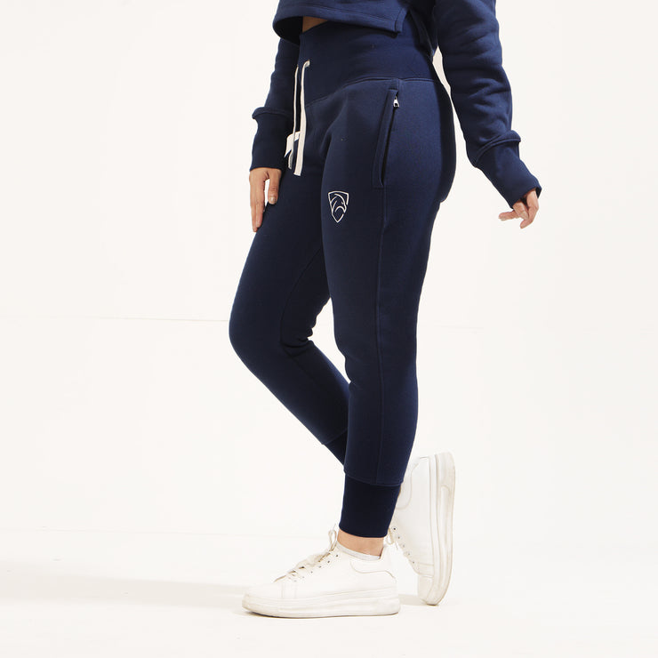 Tf-Basic Navy Crop Cut And High Waisted Tracksuit