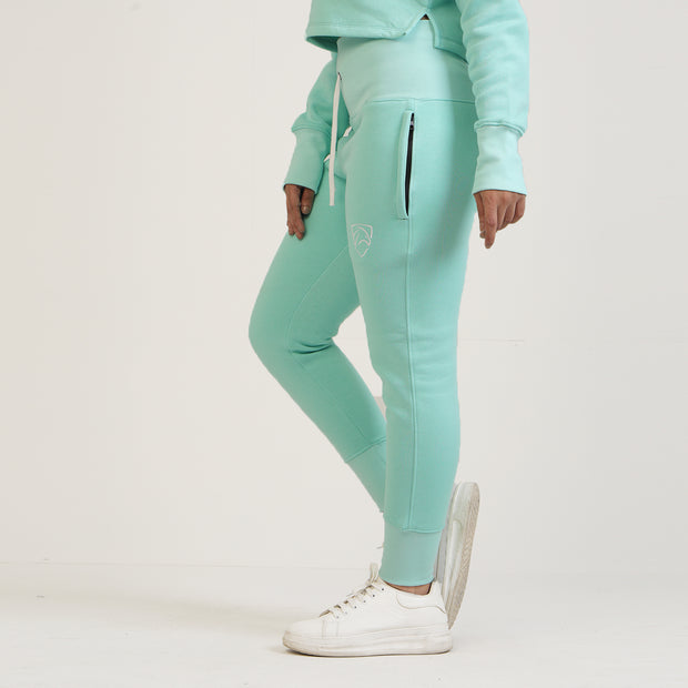 Tf-Basic Sea Green Crop Cut And High Waisted Tracksuit