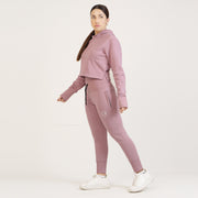 Tf-Basic Tea Pink Crop Cut And High Waisted Tracksuit