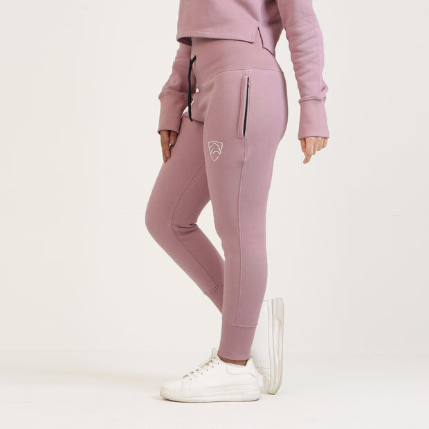 Tf-Basic Tea Pink Crop Cut And High Waisted Tracksuit