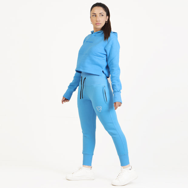 Tf-Basic Light Blue Crop Cut And High Waisted Tracksuit