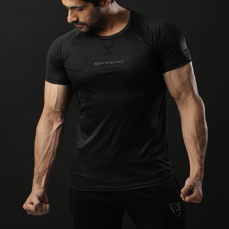 Black Teefit Athletics Performance Tee