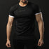 Black Performance Tee With White Ribs