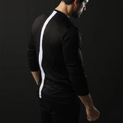 Black Full Sleeve Performance Tee With White Back Panel