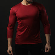 Maroon Full Sleeve Performance Tee With White Back Panel